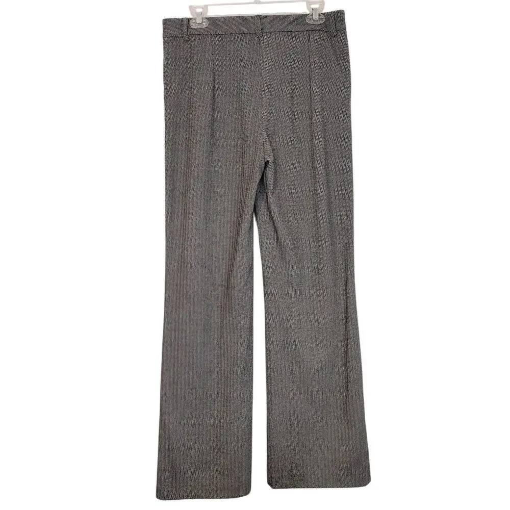 Halston Dress Pants Herringbone Black White Career Rayon Blend Womens Size 6